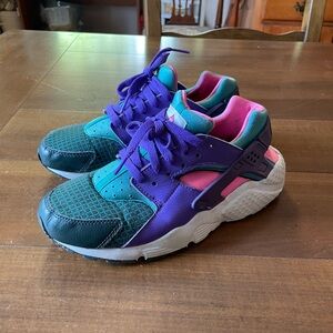 Nike Huarache Running Shoes Purple and Teal Size 5